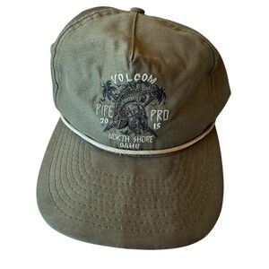 Volcom Olive Green Rope-Trim Baseball Hat Pipe Pro 2015 Surf North Shore Oahu